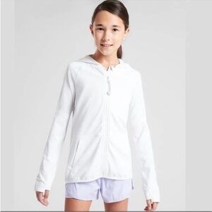 Athleta Girl Tis’ The Sea Sun Jacket Full Zip With Hood White Sz XL/14